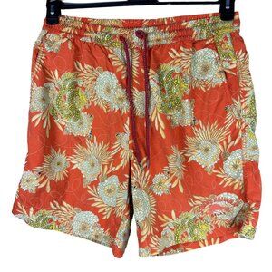 Tommy Bahama Relax Men Floral Swim Shorts Medium Polyamid Nylon Orange & Yellow
